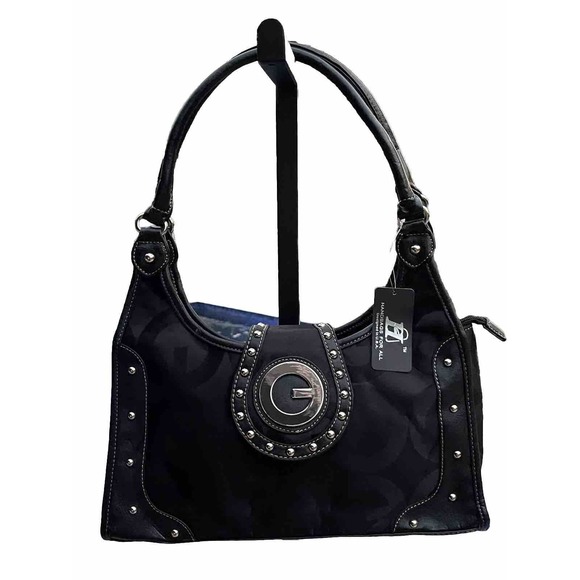 Handbags For All Black G Design Shoulder Bag. 3 Inner Compartments, G Logo. NEW! - Picture 1 of 9